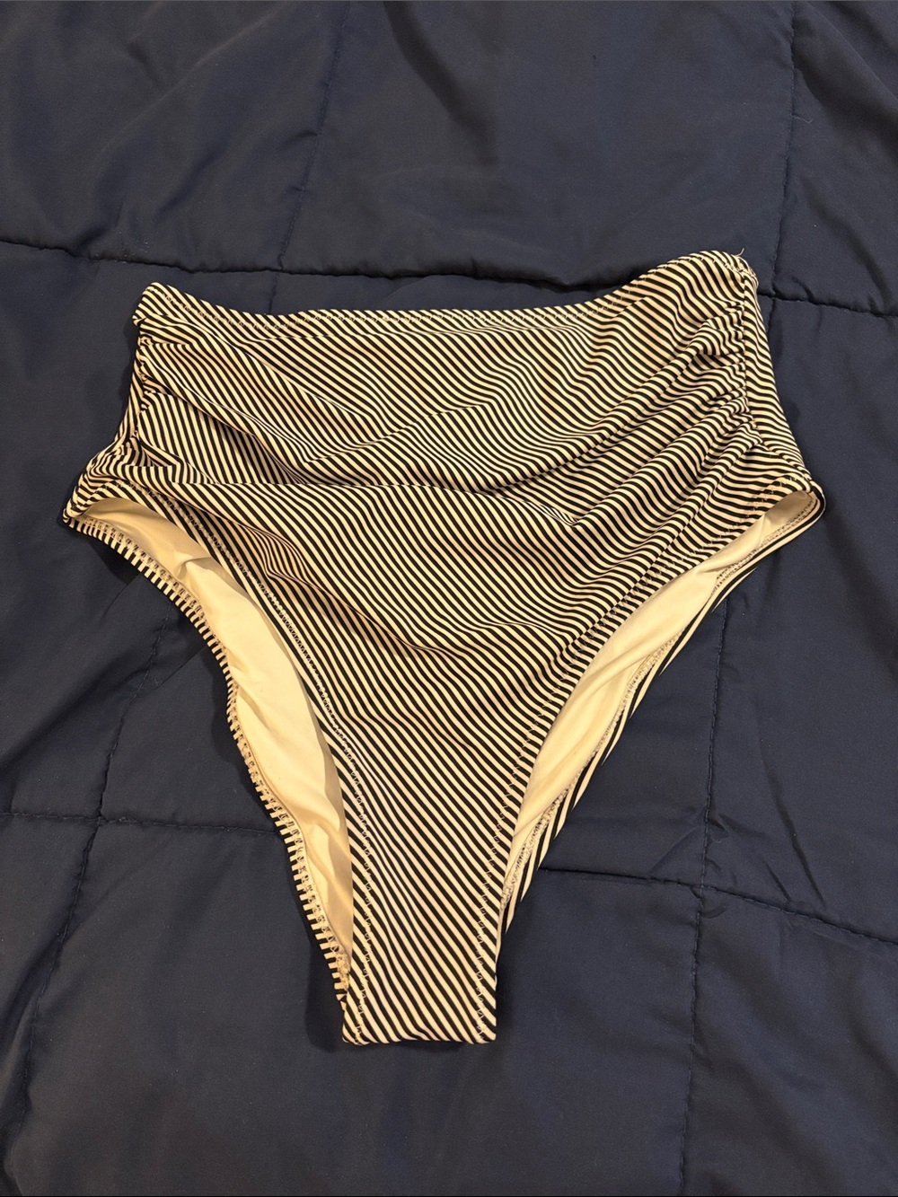 Merona Black and White Striped High-Waist Swim Bottoms